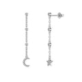 Dylam Trendy Minimalist Design Tarnish Free S925 Silver 5A Zirconia Crescent Star Tassel Dangle Stud Earrings for Women Dress up