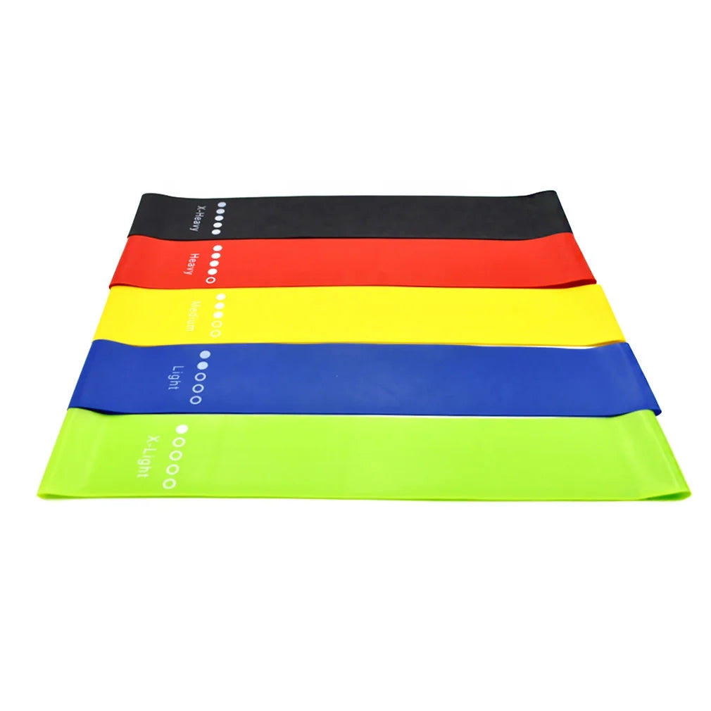 Mini Loop TPE Resistance Band Set 600*50mm Custom Logo Yoga Stretch Booty Hip Squat Exercise 5 Pcs TPE Bands