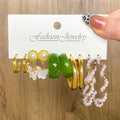 Fashion Jewelry  Bohemian Gold Geometric Hoop Earrings Cards Resin Acrylic Pearl Butterfly Charm Pendant Earrings Set