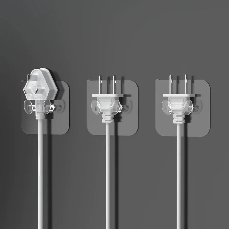Creative Waterproof PVC Socket Holder Punch-free Power Plug Hook for Kitchen Wardrobe Jewelry Adhesive Home Wire Organizer