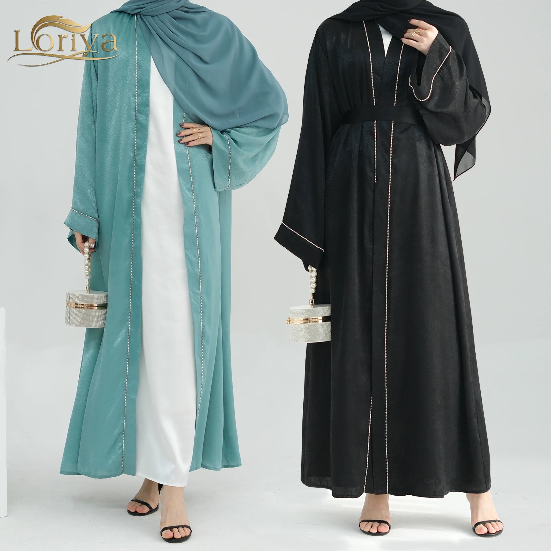 2026 Eid Loriya Custom Abaya Manufacturer Dubai Abaya Designs Islamic Clothing Cardigan With Diamond Abaya Women Muslim Dress