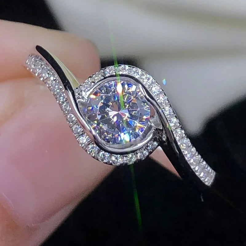 CAOSHI Unique 14k White Plated Round Cut 2.0ct Diamond Micro Paved Zircon Exquisite Wedding Rings for Women