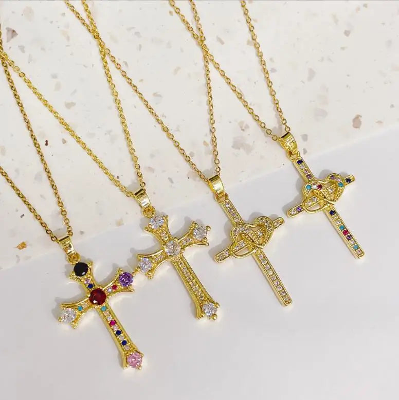 Sweater Necklace Zircon Pendant Necklace Vintage Titanium Steel Chain Clavicle Chain