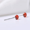 Wholesale Handmade Business Daily Sterling Silver 925 Pin Red Round Glass Beads Stud Earring Jewelry Manufacturer Supplier