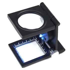 Metal Linen Toy Loupe Folding Cloth Thread Counter Magnifier Lamp 8X With Scale Magnifying Glass Reading