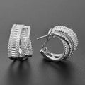 Classic Custom Earrings S925 Sterling Silver 18k Gold Plated Stacking Brigdes Zircon 5a Cz Diamond baguette Jewelry Wholesale