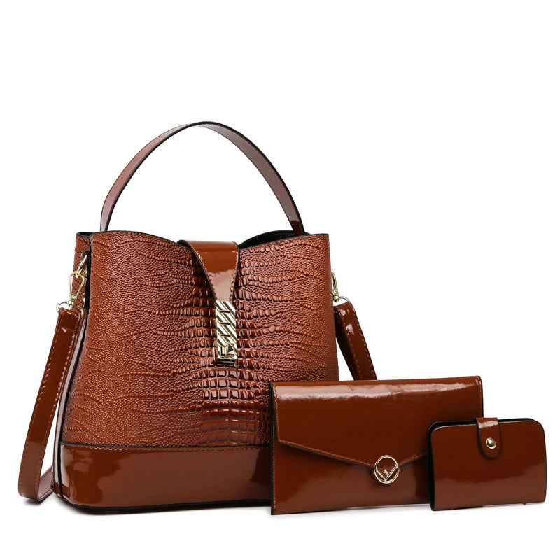 2022 New High End Women's Bag Set Crocodile Women's Bag and Various Hand Bags for Girls New Design