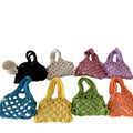 Summer Bohemian Beach Women's Handbag Bright Color Cotton Rope Woven Casual Tote 2-Piece Mesh Hollow Small Bucket Bags Daily Use