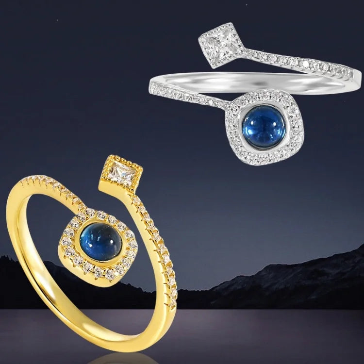 18K Gold Ring 925 Sterling Silver Jewelry Sapphire Blue Zircon  Daily Jewelry Whole