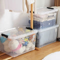 Wholesale Factory Supply Durable Clear Plastic Storage Box with Wheels Transparent Visible Color Clothing Organizer for Home