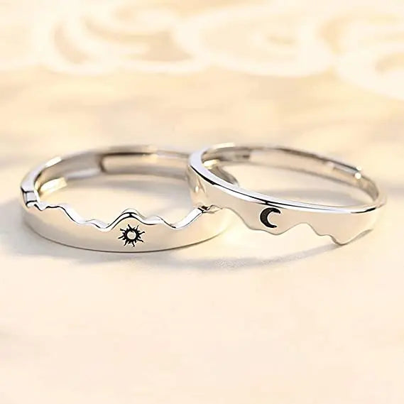 Creative Engagement Matching Ring for Couples Personality Couple Rings Adjustable Sun Moon Ring Set for Friendship BFF