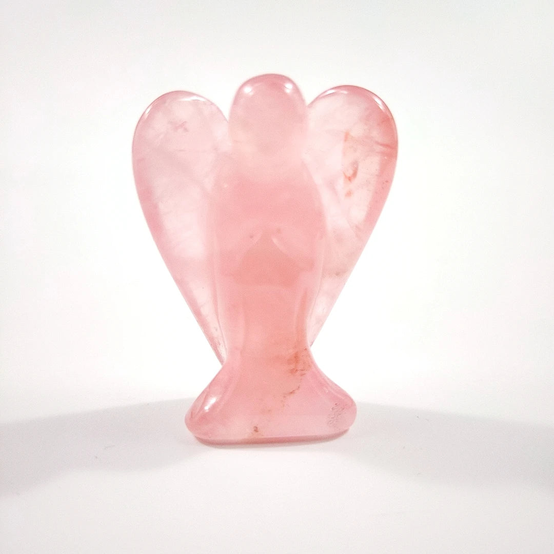 Huiying Wholesale Price Hand Carved Natural Crystal Gemstone rose quartz angels