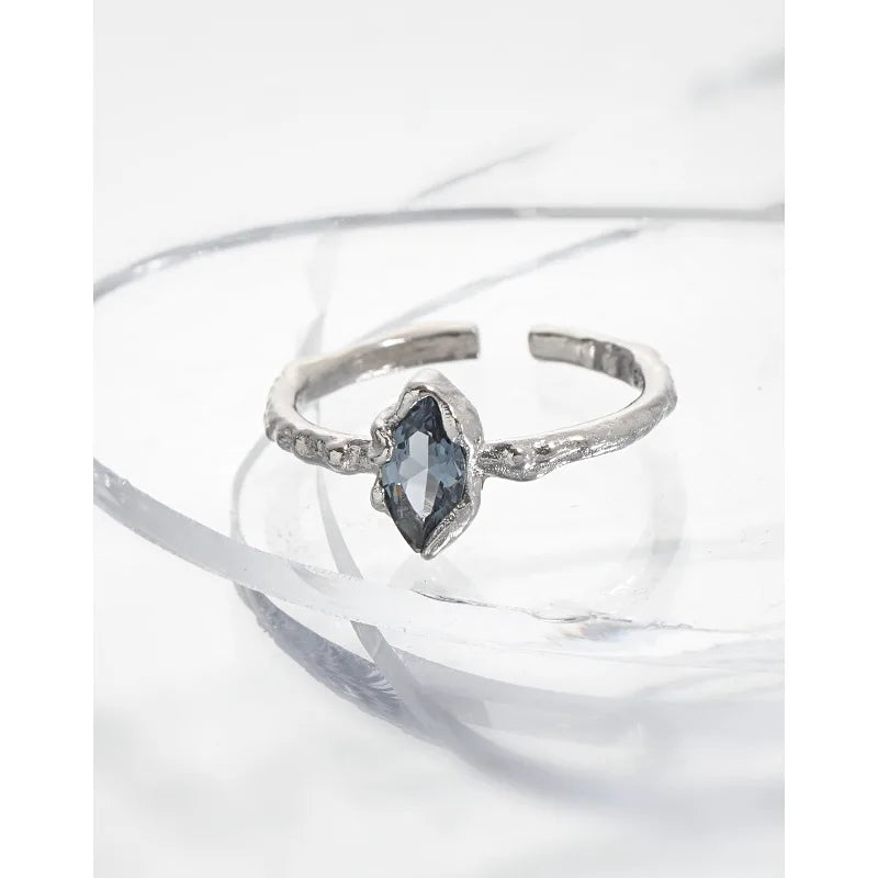 DEYIN Irregular New Simple Design Cz Zircon 925 Sterling Silver Woman Rings Adjustable Finger Silver 925 Ring for Women