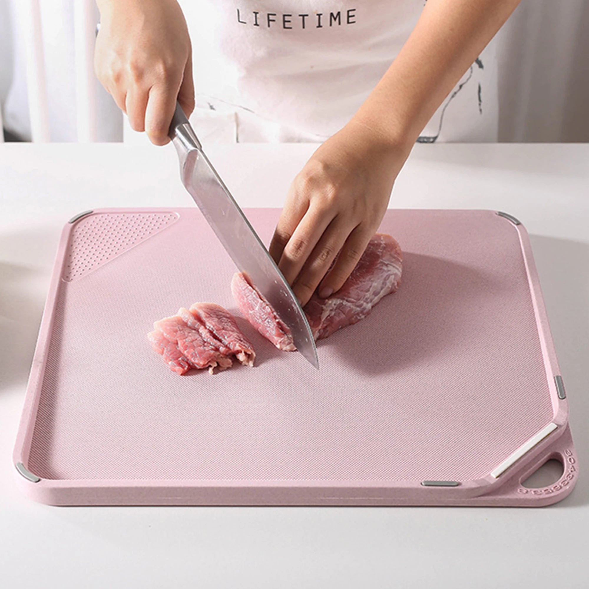 Custom Logo Wheat Straw Plastic Chopping Board Kitchen Eco Plastic Wheat Straw Chopping Cutting Board with Hanging Holes