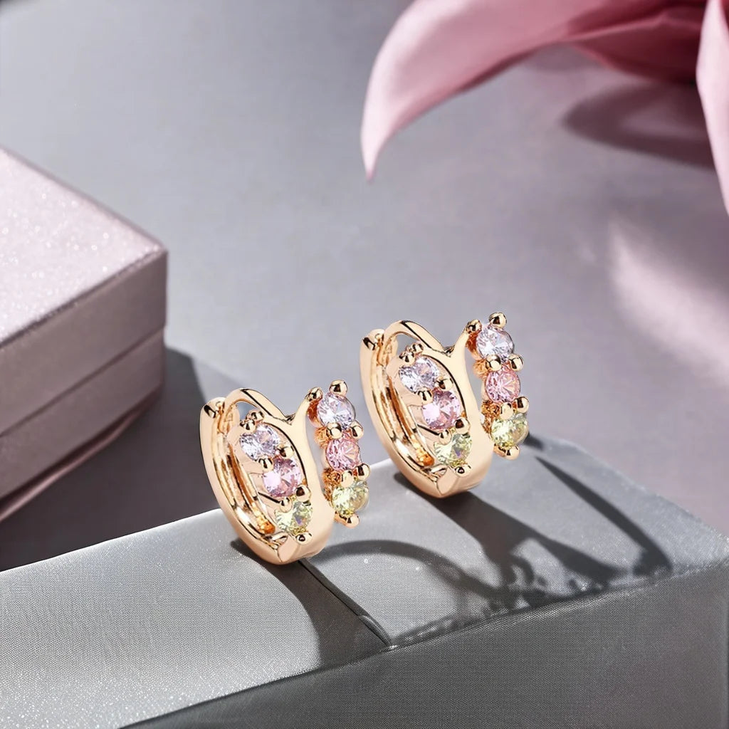 Wholesale 18K Gold Huggie Earrings for Women Colorful Butterfly CZ Zircon Trendy Fashion Jewelry for Parties