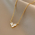 Popular Elegant Collarbone Chain Light Luxury Gold Plated Accessories Fashion Heart Zircon Pendant Necklace Gifts for Women
