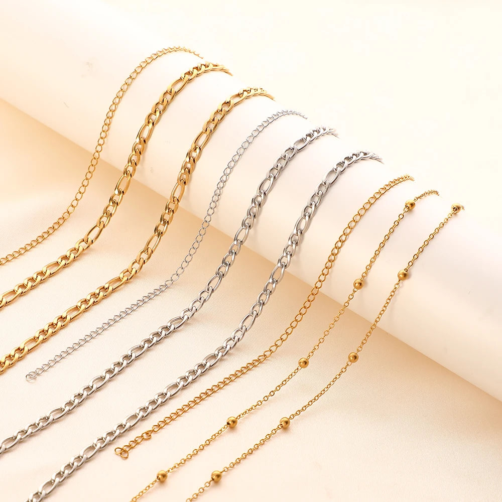 High Quality Gold Filled Figaro Stainless Steel Figaro Chain Necklace Titanium Steel Gold Filled Figaro Chain Necklace