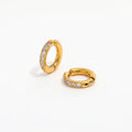 High End PVD 18K Gold Plated Zirconia Half Pave Huggie Earrings Stainless Steel Fashion Jewelry Wholesale