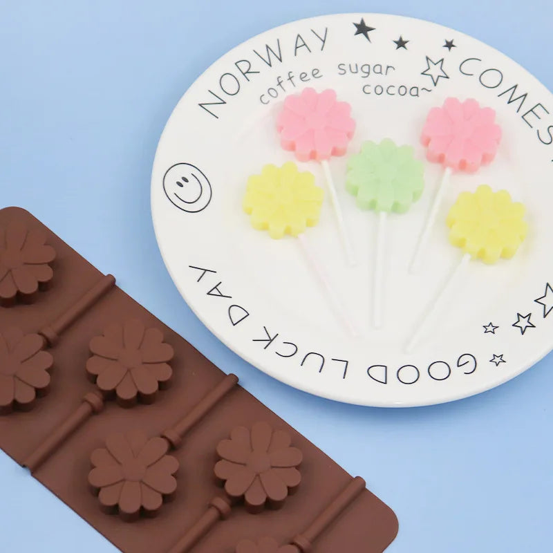 Cartoon Silhouette Flower Monkey & Star Silicone Lollipop Mold Food Grade Baking Tools for Cake Decorations