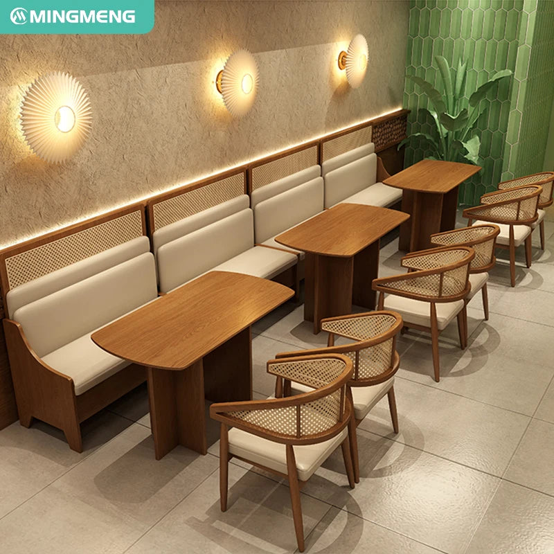 Modern 4 People Seat Table and Chair Combination Coffee Leisure Bar Restaurant Outdoor Home Leisure Wooden Table Chair Set