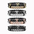 Couple Friendship Healing Matte Agate Stone Beaded Bracelets 8mm Unisex Stretch Bracelets Turquoise Gemstones for Men Women Gift