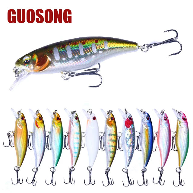 60mm 4.3g 16-Color Biomimetic Floating Lure Artificial Hard Plastic Minnow Fishing Bait for Bass and Trout in Rivers and Lakes