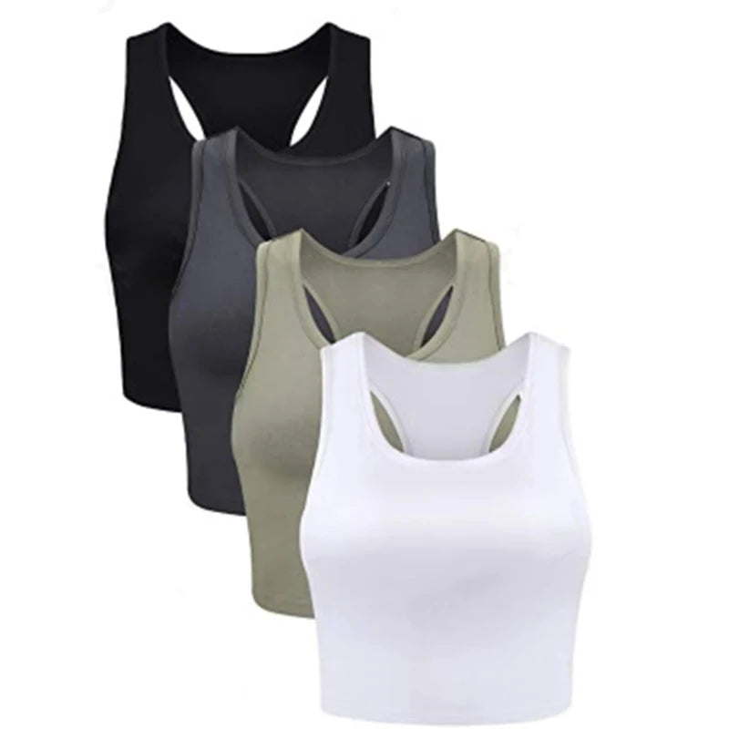 Wholesale Sleeveless Racerback Sports Crop Top Women Running Fitness Spandex Workout Tank Crop Tops for Gym Active Wear