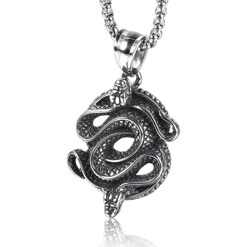Wholesale Ready Stock Men's Stainless Steel Old Style Snake Pendant Jewelry Fashionable Pendants & Charms