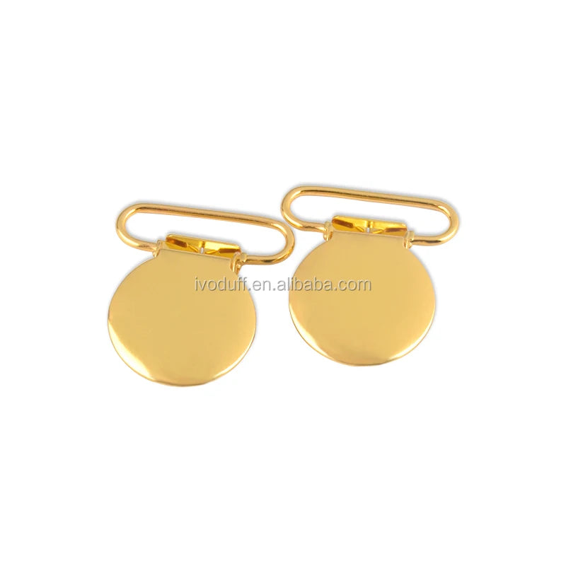 Ivoduff Round Shape Gold Color Suspender Clip 25mm Pacifier Clip