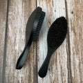 Hot Selling Wooden Long Handle Men's Beard Brush Black Curved 360 Wave Anti Static Hair Styling Brush for Barber Hairdressing