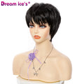DREAM.ICE'S Straight Pixie Cut Short Synthetic Wigs for Black Women Highlights Transparent Lace 150% Density Soft Tangle Free