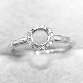Sterling Silver 4mm/5mm Semi Mount Ring Frame Empty Blank Support Claws Setting S925 Base Without Center Stone for Inlay DIY
