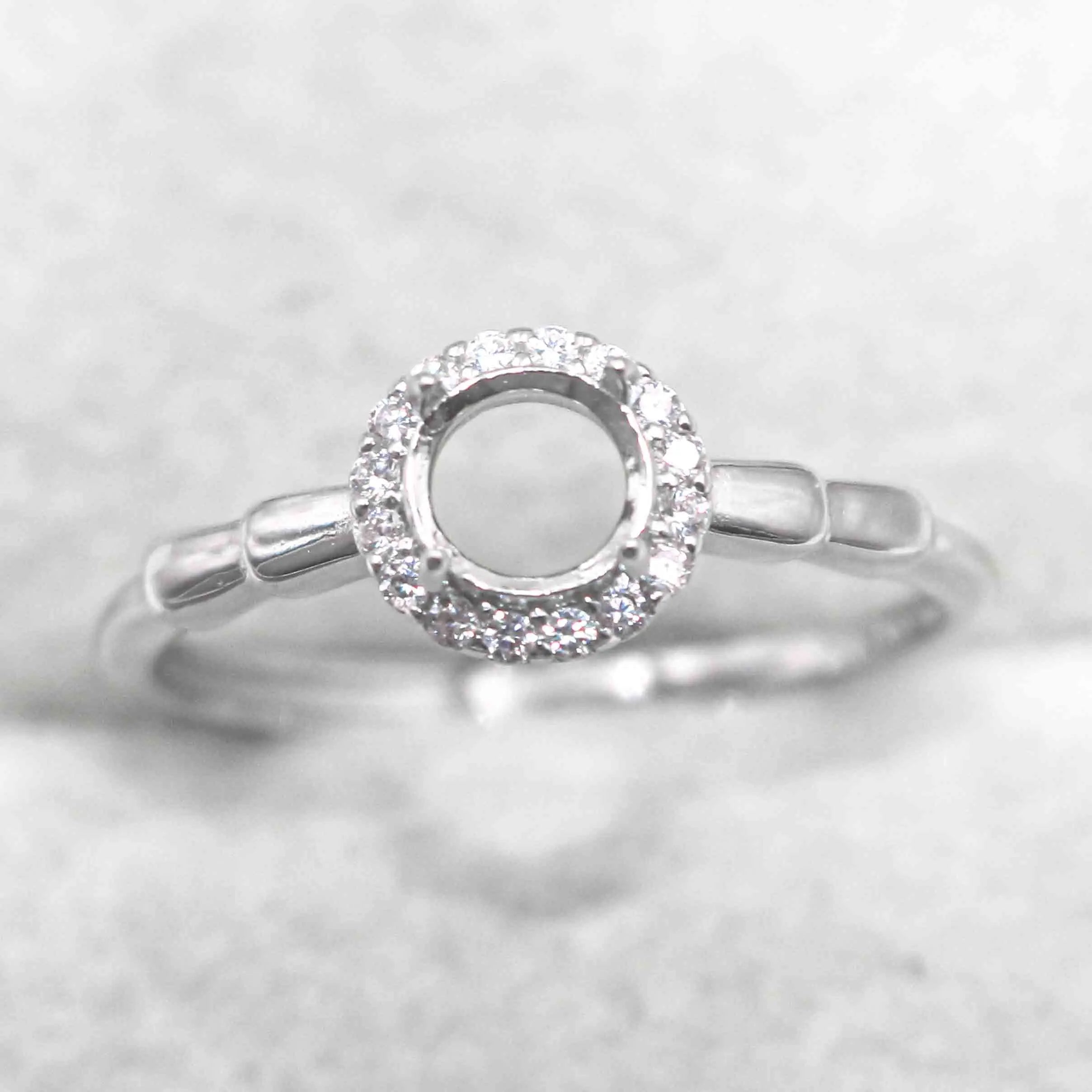 Sterling Silver 4mm/5mm Semi Mount Ring Frame Empty Blank Support Claws Setting S925 Base Without Center Stone for Inlay DIY