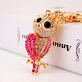 Fashion Rhinestones Owl Keychain Sparkling Alloy Keyring Pendant Full Drill Diamond Art Painting Owl Shape Key Ring