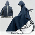 Premium 240T Pongee Thickened Wheelchair Raincoat PVC Coated Waterproof Poncho with Reflective Strips for Disabled