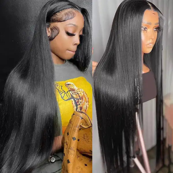 Burmese Human Hair 100% Raw Vietnamese Human Hair HD Transparent Lace Front Glueless Wig for Black Wear & Go