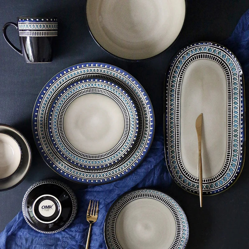 Hot-selling Modern Rustic European Style Vajillas De Porcelana Ceramic Stoneware Dinner Set for Home