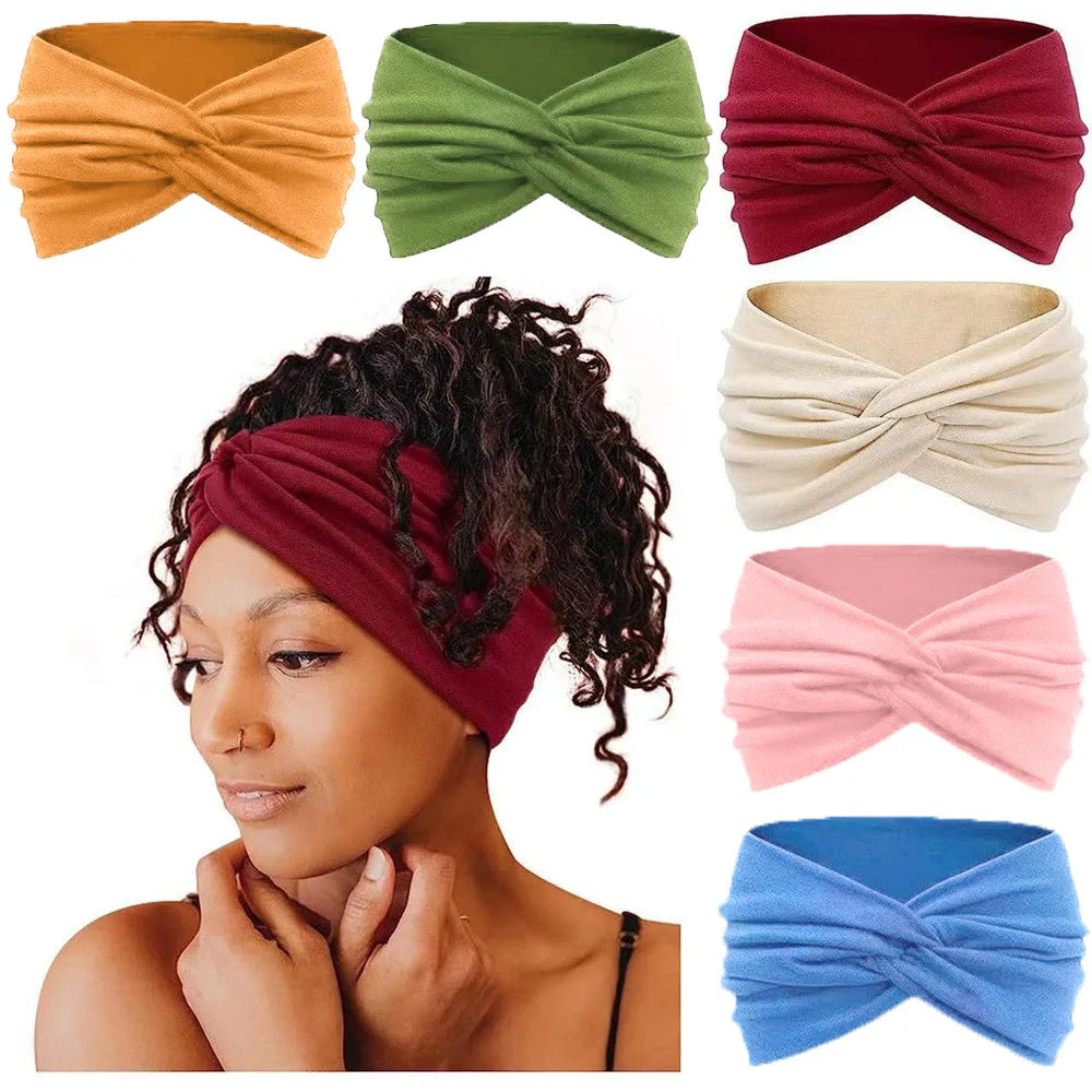 Fashion New Arrival Wide Ladies 18cm Polyester Bohemian Yoga Headband Elastic Hair Bands for Women Accessories
