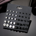 VKME Fashion White Simulated Pearl Earrings Black Stud Earrings Jewelry Accessories Wholesale