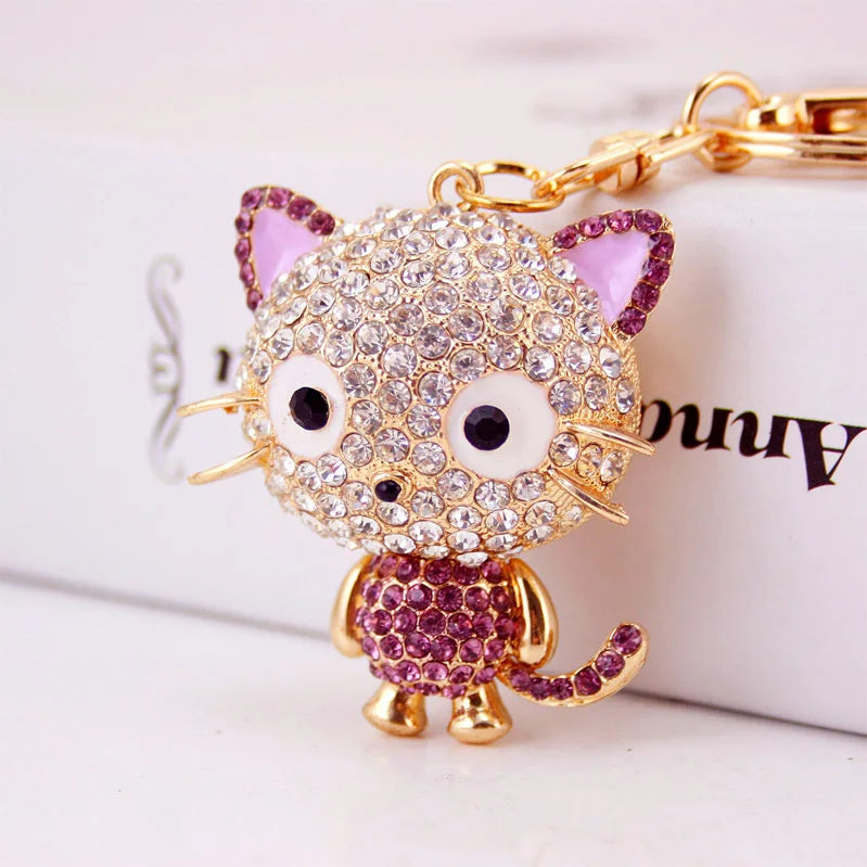 Lovely Mouse Zodiac Rhinestone Crystal Pendant Handbag Keyrings Keychains for Car Purse Bag Buckle Key Chains Ring Holder
