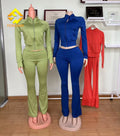 Fashion Fall Female Set Custom logo Zipper Jacket Match Pants Women Tracksuit  2 Piece Set Women