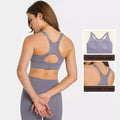 Lightweight Gym Workout Bra with High Support Non-removable Padding Adjustable Straps Back Buckle Fixed Sewing Cup Yoga Bra