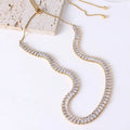 Baguette Diamond Tennis Chain Necklace 18k Gold Plated Square Cubic Zircon Stainless Steel Tennis Choker Necklace for Women