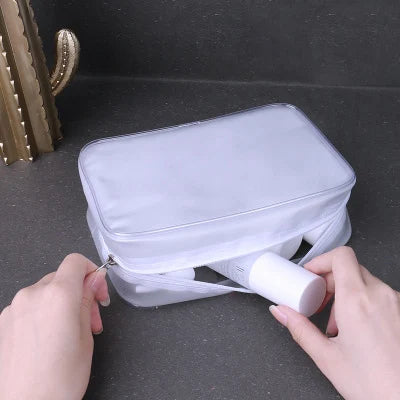 Manufacturer Wholesale Travel Transparent Makeup Skincare Cosmetic Frosted Zipper Pouch Bag OEM Clear Toiletry Packaging Bag