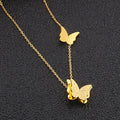 2024 Trendy Women Fashion Accessories Gold Plated Matte Stainless Steel butterfly Necklace