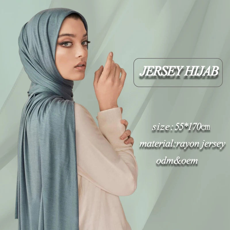 Fashion Scarf Wholesale Mercerized Cotton Premium Jersey Hijab Muslim Women Stretchy Rayon Shawl Scarves