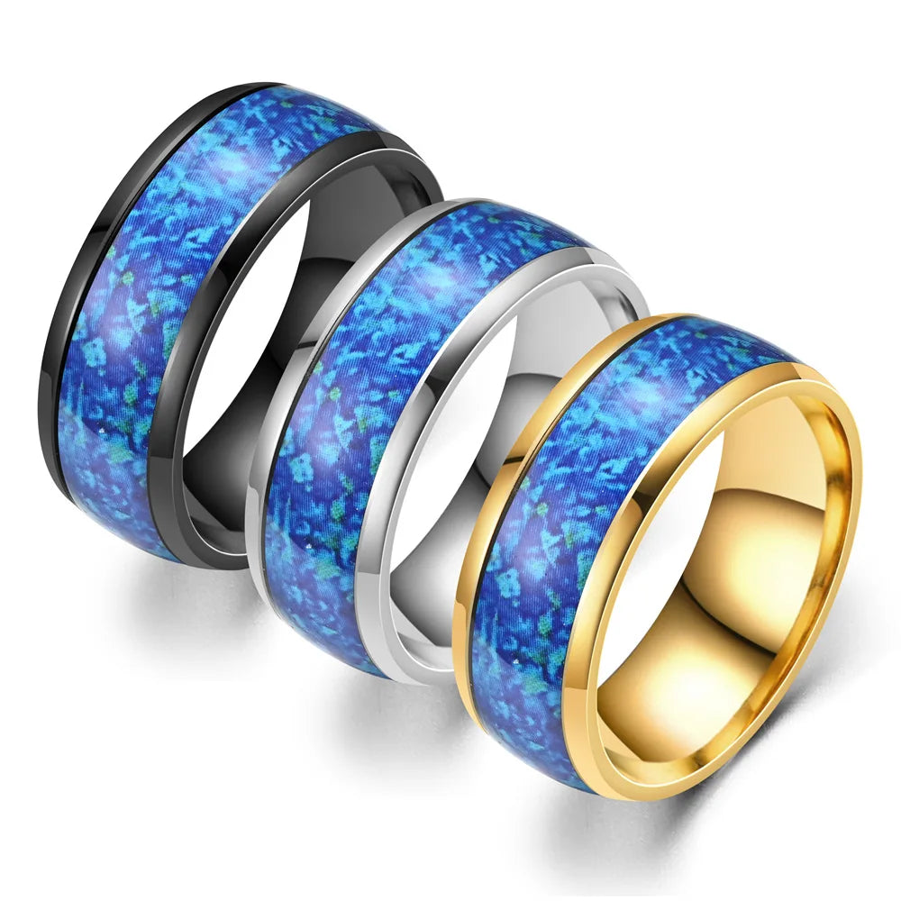 Cheap Price Made in China Blue Opal Inlay Engagement Tungsten Carbide Ring