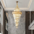 Luxury K9 Crystal Chandelier Long Staircase Light Large House Living Room Hotel Lobby Decoration Adjustable Height LED Light