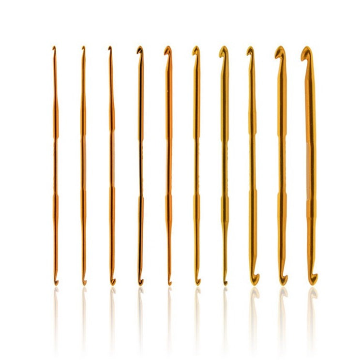 Wholesale 2.0-10mm Golden Aluminum Knitting Needle Double End Crochet Hook