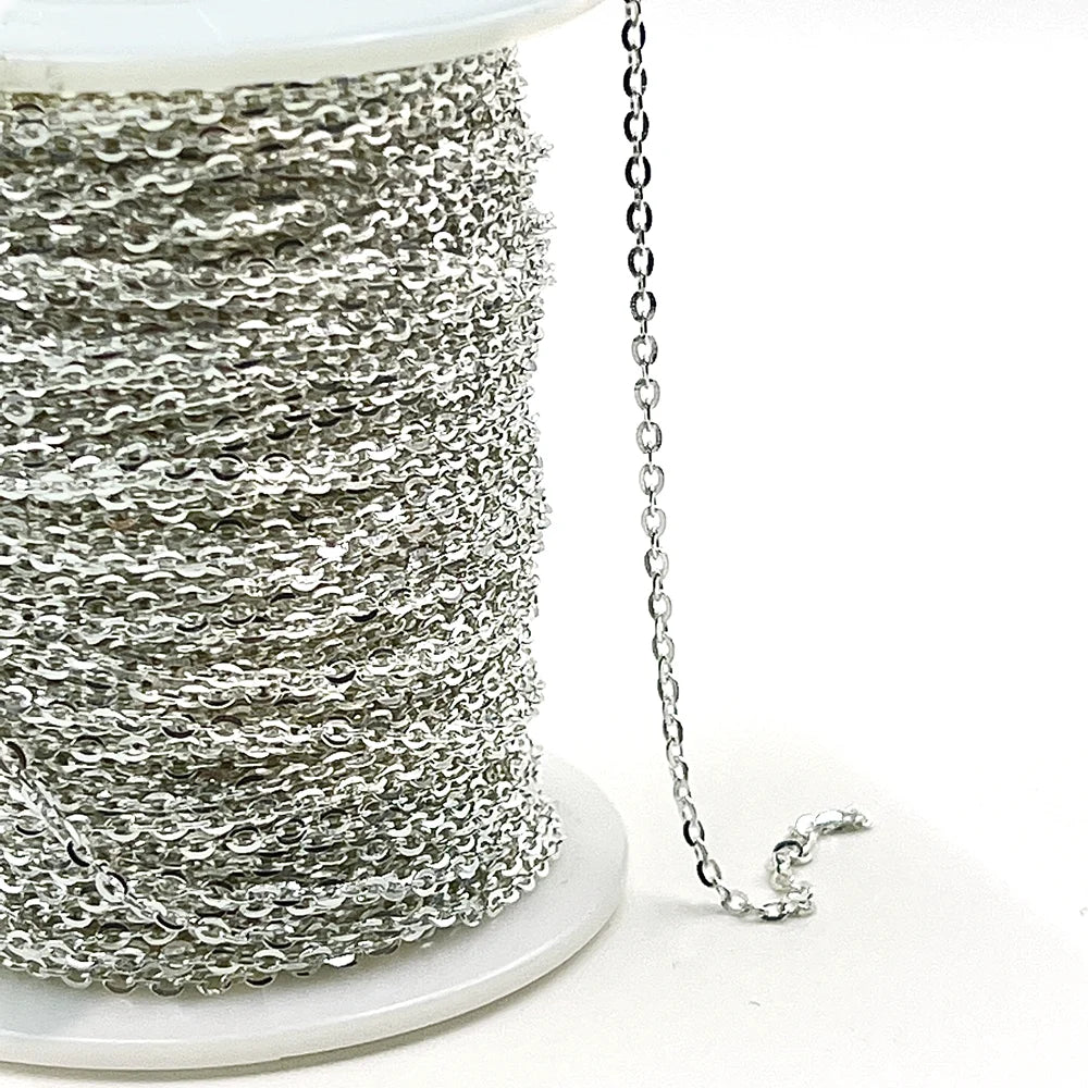Factory Wholesale Sterling Silver Flat Cable Chains 925 for DIY Bracelet Jewellery Silver Chains